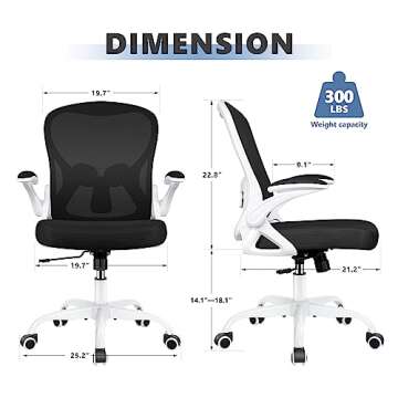 Winrise Office Chair Desk Chair, Ergonomic Mesh Computer Home Chairs, Swivel Task Mid Back Breathabl...