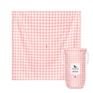 Dock & Bay Picnic Blanket - Eco-Friendly Quick Dry Design, Large Size, Strawberries & Cream Pattern