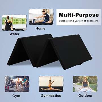 HCY Exercise Mat Gymnastics Mat Tumbling Mat 4'x8'x2 Pu Leather with Carrying Handles for Yoga,Home ...