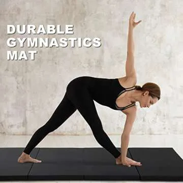 HCY Exercise Mat Gymnastics Mat Tumbling Mat 4'x8'x2 Pu Leather with Carrying Handles for Yoga,Home Gym,Core Workouts,Stretching-Black, 92 inches (L)x46 inches (W)x2 inches (D)