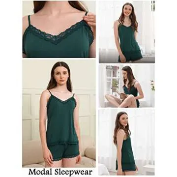Avidlove Pajamas Set Womens Lace Nightwear Lingerie Sleep Cami PJS Set with Shorts (Green,L)