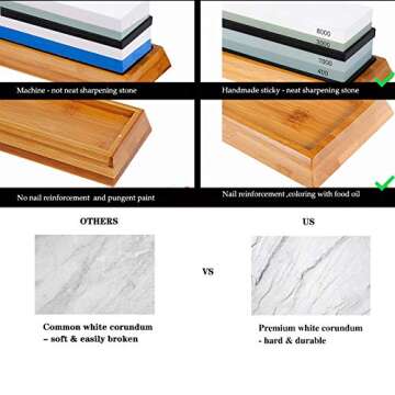 MDBT Complete Knife Sharpening Stone Set, Premium Whetstone Knife Sharpening Kit - Dual Grit 400/1000 3000/8000 Waterstone with Bamboo Base, Angle Guide, Leather Strop, Axe Sharpener, Flatting Stone