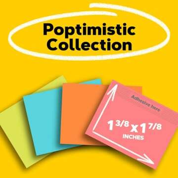 Post-it Mini Notes, 1 3/8 in. x 1 7/8 in., 4 Sticky Notes Pads, 50 Sheets per Pad, Poptimistic Colle...