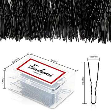 FANDAMEI 120 Pack of U Shaped Hair Pins Women and Girls Bun Hair Pins with Storage Box, Black (5 cm/1.96 Inches)