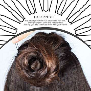 FANDAMEI 120 Pack of U Shaped Hair Pins Women and Girls Bun Hair Pins with Storage Box, Black (5 cm/1.96 Inches)