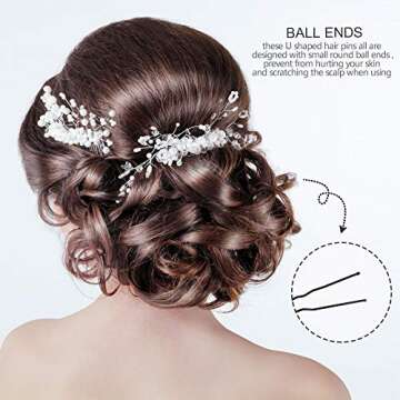 FANDAMEI 120 Pack of U Shaped Hair Pins Women and Girls Bun Hair Pins with Storage Box, Black (5 cm/1.96 Inches)