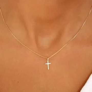 Dainty 14K Gold Cross Necklace - Faith Jewelry