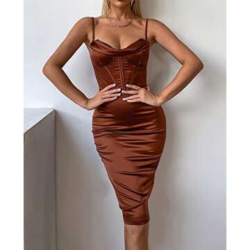 Elegant Women's Satin Cowl Neck Corset Dress for Parties