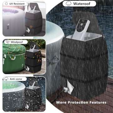 Hadisi Hot Tub Spa Heater Pump Cover,Waterproof Hot Tub Insulated Pump Cover for Multiple Brands (Black,Square)