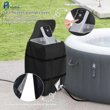Hadisi Hot Tub Spa Heater Pump Cover,Waterproof Hot Tub Insulated Pump Cover for Multiple Brands (Black,Square)