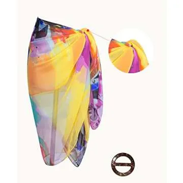MissShorthair Womens Chiffon Beach Pareos Sarong Sheer Swimsuit Cover Ups Swimwear Bikini Wrap