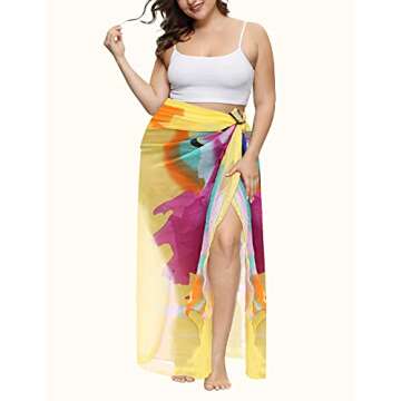 MissShorthair Womens Chiffon Beach Pareos Sarong Sheer Swimsuit Cover Ups Swimwear Bikini Wrap