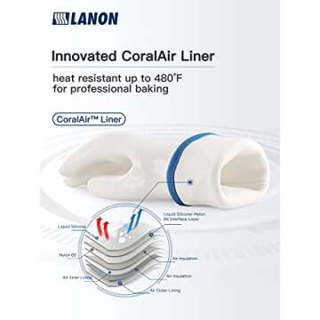 LANON Liquid Silicone Gloves, Heat Resistant Oven Gloves with Fingers, Food Grade, Waterproof, White, Large