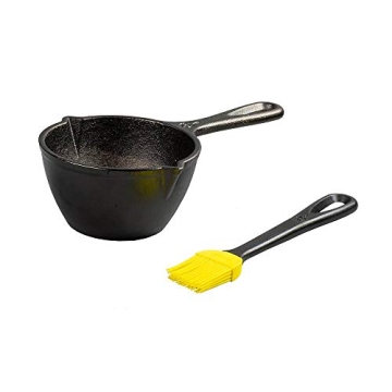 Lodge 15.2 Ounce Cast Iron Melting Pot + Silicone Basting Brush for Superior Cooking DIY