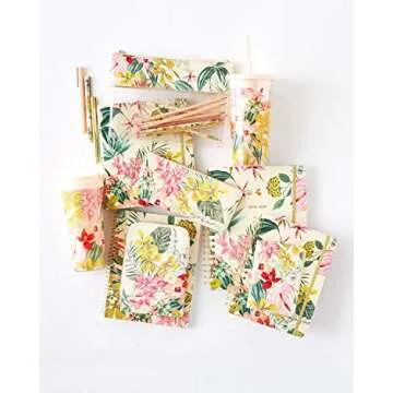 ban.do Floral Rough Draft Mini Spiral Notebook, 8.5" x 6.75" with Pockets and 160 Lined Pages, Paradiso