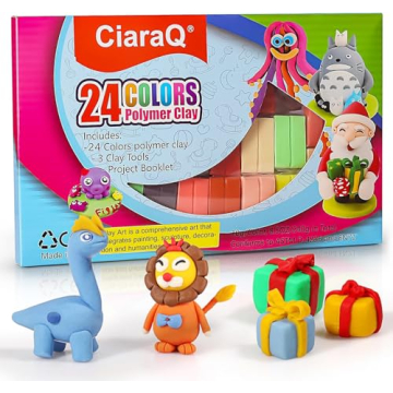 CiaraQ 24 Color Polymer Clay Kit for Kids and Beginners