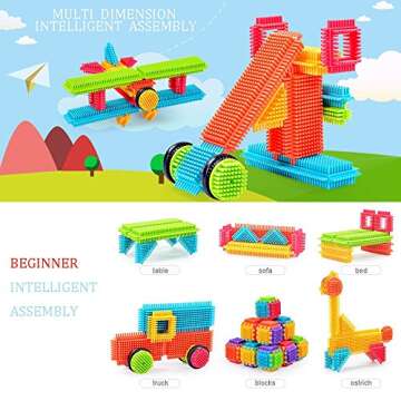 Teytoy 100 Pcs Bristle Shape Building Blocks Toy Set for toddlers Kids