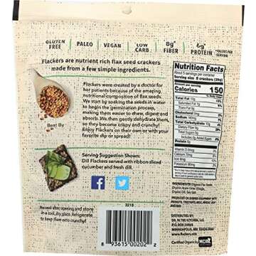 Doctor In The Kitchen Flackers Organic Flax Seed Crackers, Dill, 5 Ounce