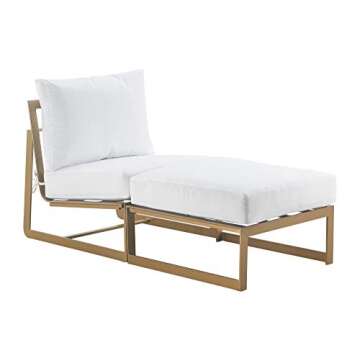 Elle Decor Modern Mirabelle Outdoor Patio Modular Furniture Collection, White or Gold Frame, Lounge Chair & Ottoman, Gold