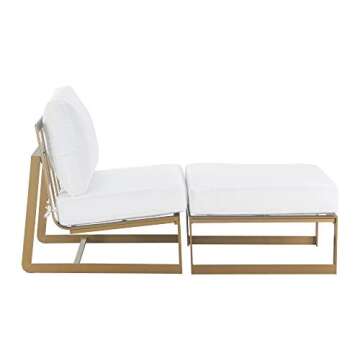 Elle Decor Modern Mirabelle Outdoor Patio Modular Furniture Collection, White or Gold Frame, Lounge Chair & Ottoman, Gold