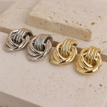 JeanBeau Silver Knot Stud Earrings - Lightweight & Stylish