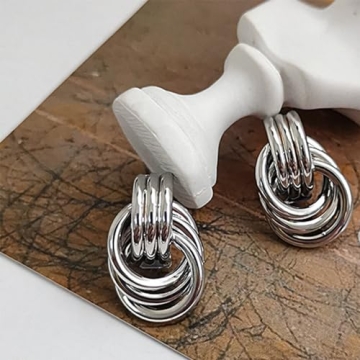 JeanBeau Silver Knot Stud Earrings - Lightweight & Stylish