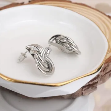 JeanBeau Silver Knot Stud Earrings - Lightweight & Stylish