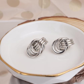 JeanBeau Silver Knot Stud Earrings - Lightweight & Stylish