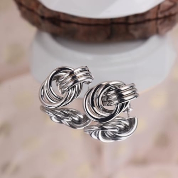 JeanBeau Silver Knot Stud Earrings - Lightweight & Stylish