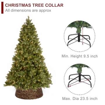 Christmas Tree Collar, 23.5’’ D Handmade Water Hyacinth Christmas Stand Tree Collar Basket Base Cover for Holiday Decoration