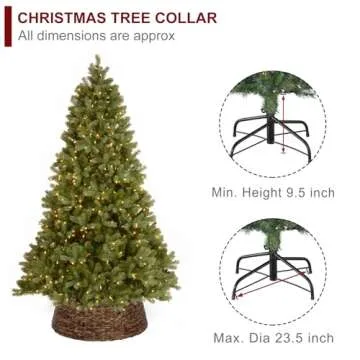 Christmas Tree Collar, 23.5’’ D Handmade Water Hyacinth Christmas Stand Tree Collar Basket Base Cover for Holiday Decoration