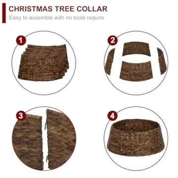 Christmas Tree Collar, 23.5’’ D Handmade Water Hyacinth Christmas Stand Tree Collar Basket Base Cover for Holiday Decoration