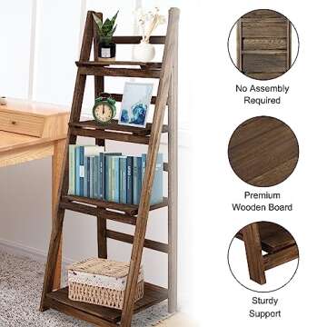 Stylish ECOMEX 4 Tier Ladder Shelf for Home & Office