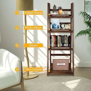 Stylish ECOMEX 4 Tier Ladder Shelf for Home & Office