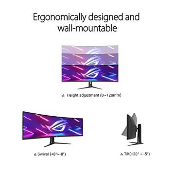 ASUS ROG Strix 49” Ultra-wide Curved HDR Gaming Monitor (XG49WCR) - Dual QHD 32:9 (5120 x 1440), 165Hz, Extreme Low Motion Blur Sync, USB-C, RJ45, DisplayHDR400, 90% DCI-P3, Dual Input-KVM Switch