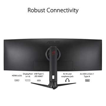 ASUS ROG Strix 49” Ultra-wide Curved HDR Gaming Monitor (XG49WCR) - Dual QHD 32:9 (5120 x 1440), 165Hz, Extreme Low Motion Blur Sync, USB-C, RJ45, DisplayHDR400, 90% DCI-P3, Dual Input-KVM Switch