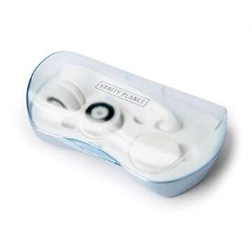 Vanity Planet Facial Cleansing Brush Ultimate Skin Spa with 3 Interchangeable Face Brushes for Cleansing, Exfoliating and Silicone Brush, Protective Case, Cordless, Water Resistant (Bombshell Blue)