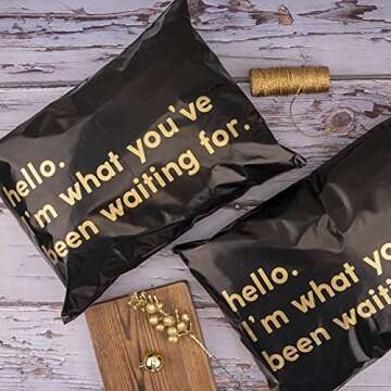 RUSPEPA Poly Mailer Shipping Bag with Self Sealing, Business Text Printed Design, 50 Packs 12 x 15.5 inches, Black