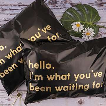 RUSPEPA Poly Mailer Shipping Bag with Self Sealing, Business Text Printed Design, 50 Packs 12 x 15.5 inches, Black