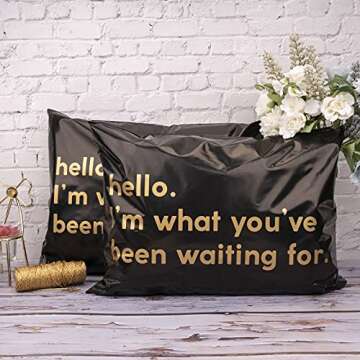 RUSPEPA Poly Mailer Shipping Bag with Self Sealing, Business Text Printed Design, 50 Packs 12 x 15.5 inches, Black