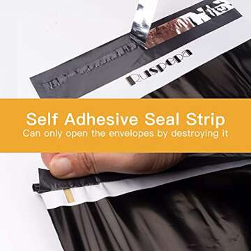 RUSPEPA Poly Mailer Shipping Bag with Self Sealing, Business Text Printed Design, 50 Packs 12 x 15.5 inches, Black