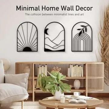 Sokurdeg Black Metal Wall Decor Minimalist Line Wall Art Bohemian Wall Hanging for Bedroom Bathroom ...