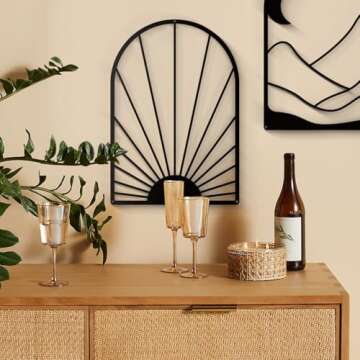 Sokurdeg Black Metal Wall Decor Minimalist Line Wall Art Bohemian Wall Hanging for Bedroom Bathroom Living Room (3 Pack, 12 x 17 in)