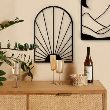 Sokurdeg Black Metal Wall Decor Minimalist Line Wall Art Bohemian Wall Hanging for Bedroom Bathroom Living Room (3 Pack, 12 x 17 in)