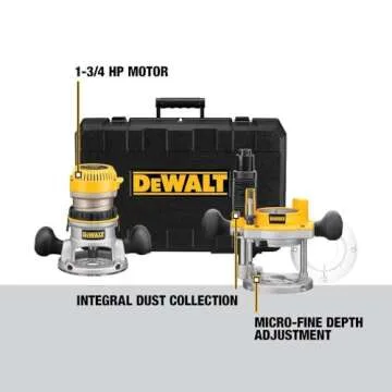 DEWALT Router, Fixed/Plunge Base Combo Kit, 11-Amp, 1-3/4 HP, (DW616PK)