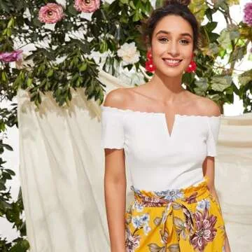 Flower Drop Dangle Earrings for Women - Raffia Flower Statement Earrings Handmade Earrings Bohemian Jewelry Gift for Women (Red Flower)