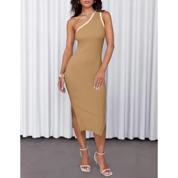 ZESICA Women's Elegant One Shoulder Bodycon Dress