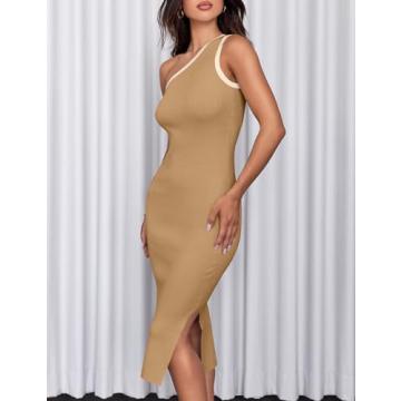 ZESICA Women's Elegant One Shoulder Bodycon Dress