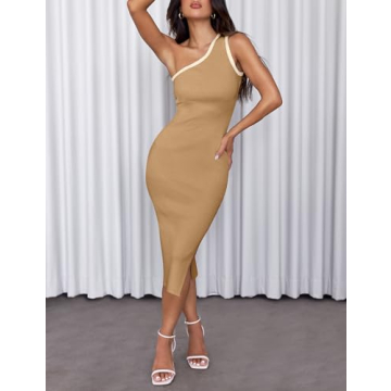 ZESICA Women's Elegant One Shoulder Bodycon Dress