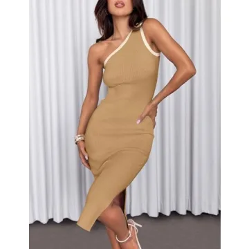 ZESICA Women's Elegant One Shoulder Bodycon Dress